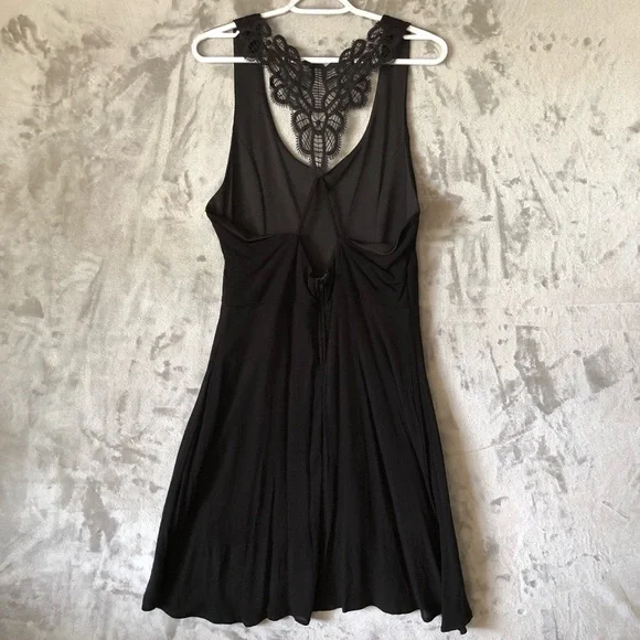 Adam Levine Mini Black Dress Size L Flowy A-Line Flare Whimsigoth Feminine - Picture 6 of 14